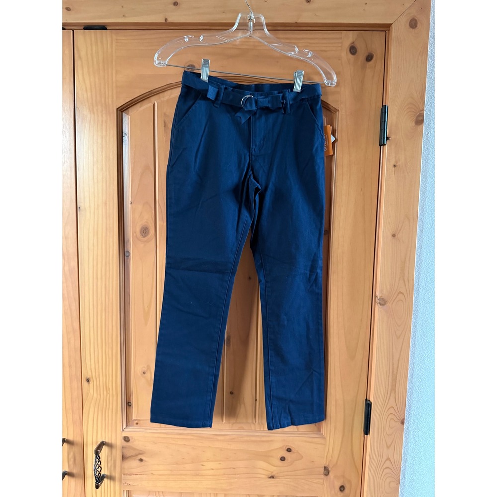 Gymboree Girls Navy Slate Chino Pants with Bow Belt Nanotex Size 10 NWT
